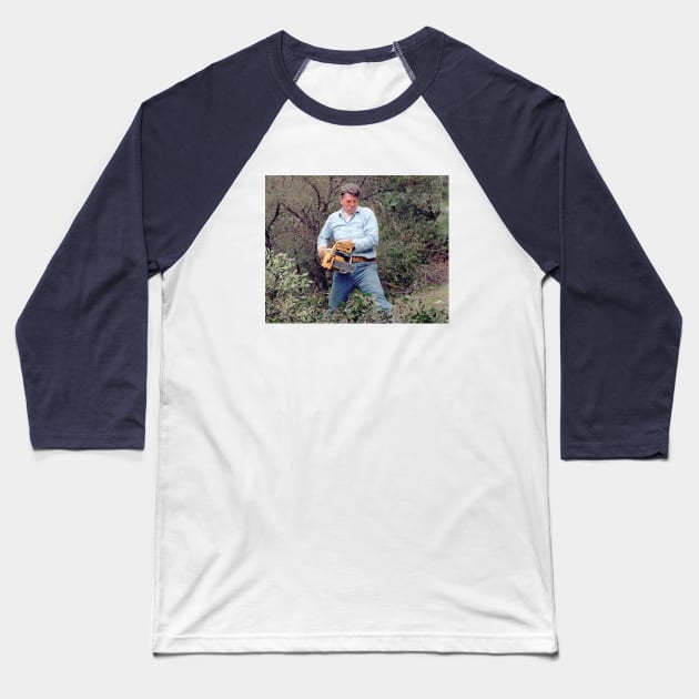 Chainsaw Reagan Baseball T-Shirt by joeseye